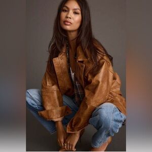 12th Tribe London Calling Cognac Oversized Faux Leather Jacket